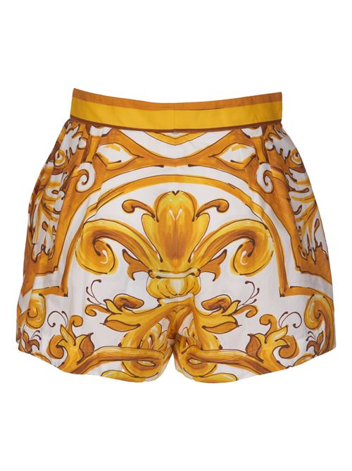 Shorts in popeline di cotone stampa Maiolica DOLCE & GABBANA | FTBVITFI5JVH55DQ